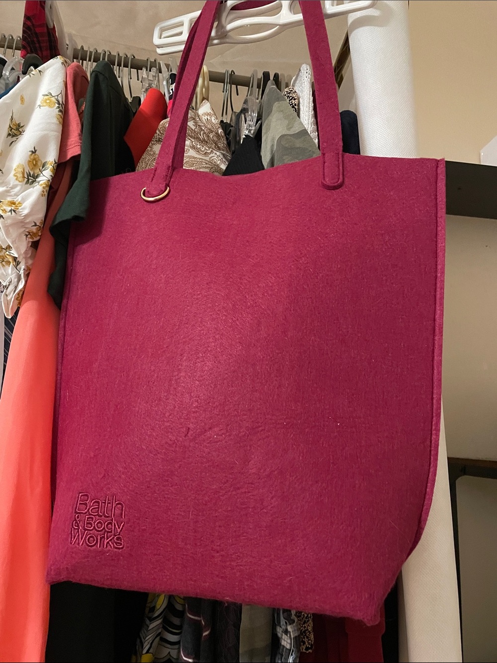 Bath & Body Works Deep Magenta Felt Tote